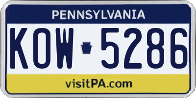 PA license plate KOW5286