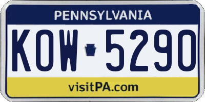 PA license plate KOW5290