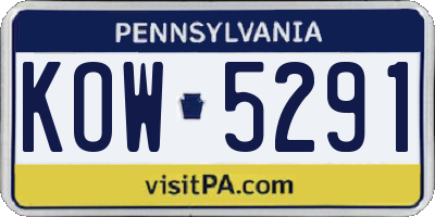 PA license plate KOW5291