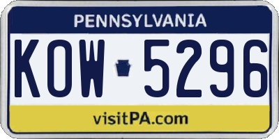 PA license plate KOW5296