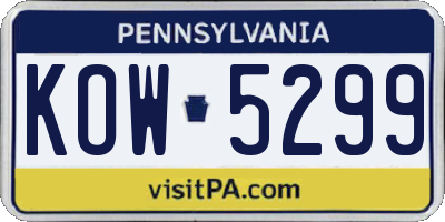 PA license plate KOW5299