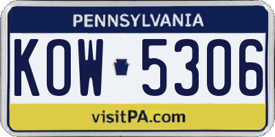 PA license plate KOW5306