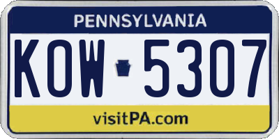 PA license plate KOW5307