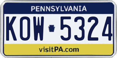 PA license plate KOW5324