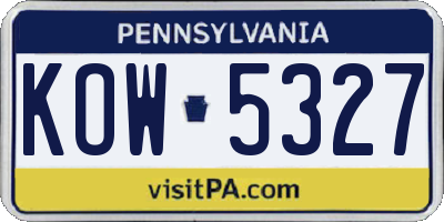 PA license plate KOW5327