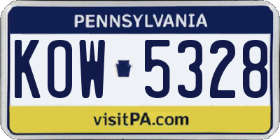 PA license plate KOW5328