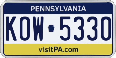 PA license plate KOW5330