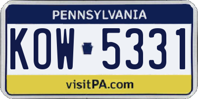 PA license plate KOW5331