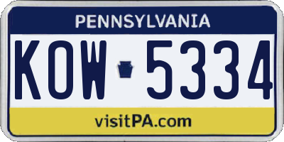PA license plate KOW5334