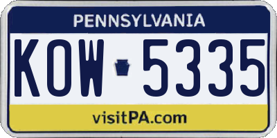 PA license plate KOW5335