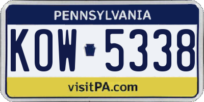 PA license plate KOW5338