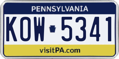PA license plate KOW5341