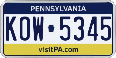 PA license plate KOW5345