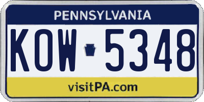 PA license plate KOW5348