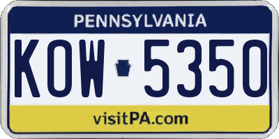 PA license plate KOW5350
