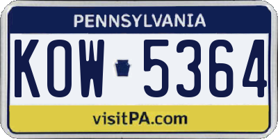 PA license plate KOW5364