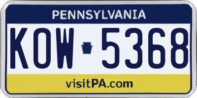 PA license plate KOW5368