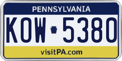 PA license plate KOW5380