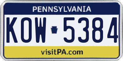PA license plate KOW5384
