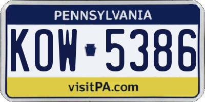 PA license plate KOW5386