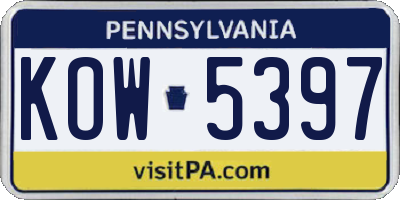 PA license plate KOW5397