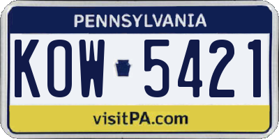 PA license plate KOW5421