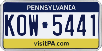 PA license plate KOW5441