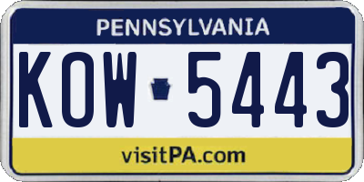PA license plate KOW5443