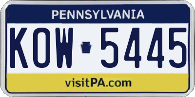 PA license plate KOW5445