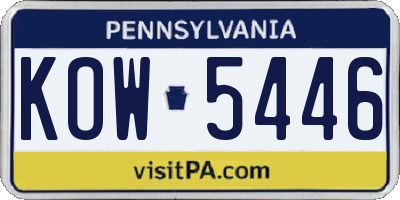 PA license plate KOW5446