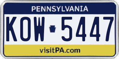 PA license plate KOW5447
