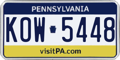 PA license plate KOW5448