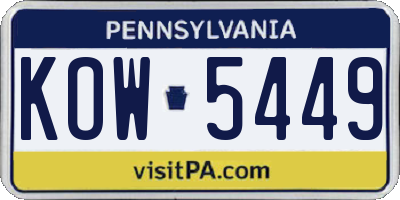 PA license plate KOW5449