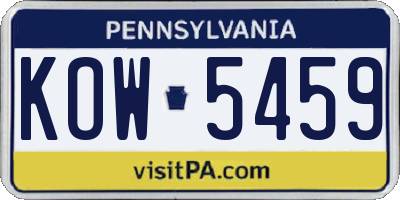 PA license plate KOW5459