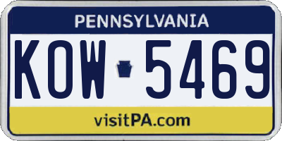 PA license plate KOW5469