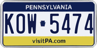 PA license plate KOW5474