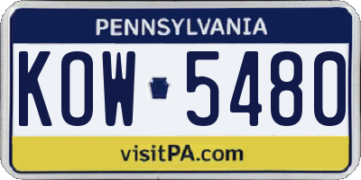 PA license plate KOW5480