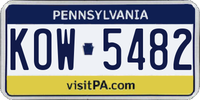 PA license plate KOW5482
