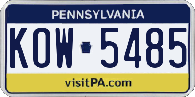 PA license plate KOW5485