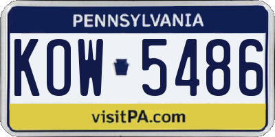 PA license plate KOW5486