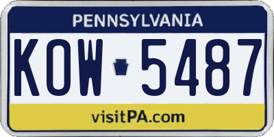 PA license plate KOW5487