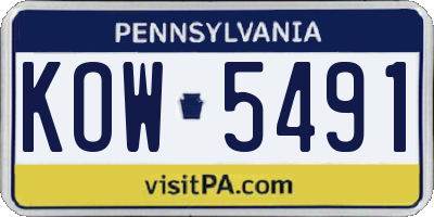 PA license plate KOW5491