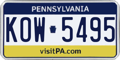 PA license plate KOW5495