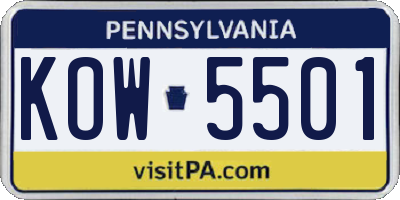 PA license plate KOW5501