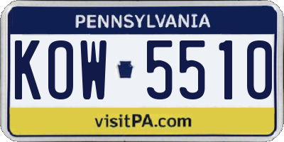 PA license plate KOW5510