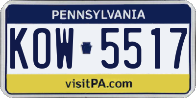 PA license plate KOW5517