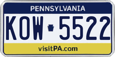 PA license plate KOW5522