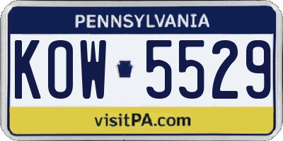 PA license plate KOW5529