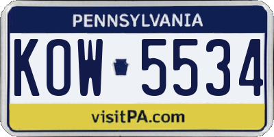 PA license plate KOW5534