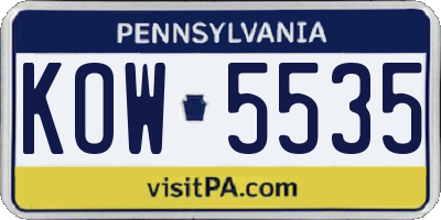 PA license plate KOW5535